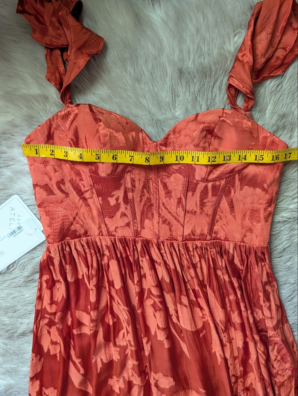 NWT Azazie Jianna Flutter Sleeves Maxi Dress in Rust - Picture 11 of 16